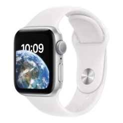 Apple Watch SE GPS + Cellular 2ème Génération 40 Mm Aluminium Argent Avec Bracelet Sport Blanc