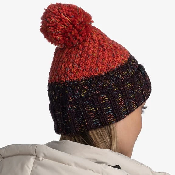 Bonnet Buff Knitted Polar Janna Noir Rouge Corail Femme – Image 4