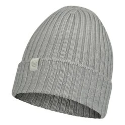 Bonnet Buff Merino Wool Knit Norval Grey Gris Femme