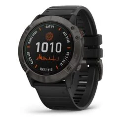 Garmin Fenix 6X PRO Solar Titane Gris Charbon Avec Bracelet Noir