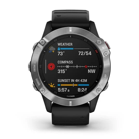 Garmin Fenix 6 Argent Noir Avec Bracelet Noir – Image 2