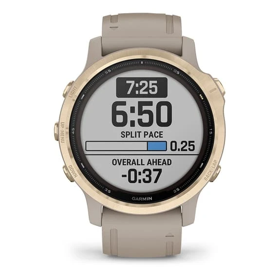 Garmin Fenix 6S PRO Solar Doré Avec Bracelet Gris Sable – Image 2