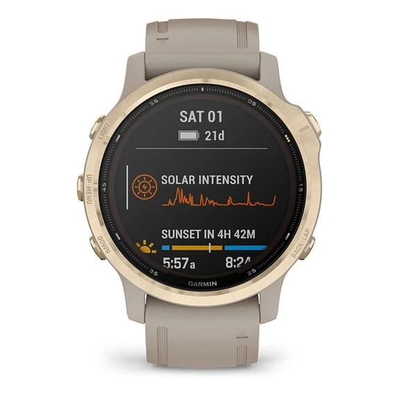 Garmin Fenix 6S PRO Solar Doré Avec Bracelet Gris Sable – Image 4