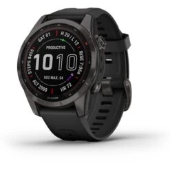 Garmin Fenix 7S Sapphire Solar Titane Carbone Avec Bracelet Noir