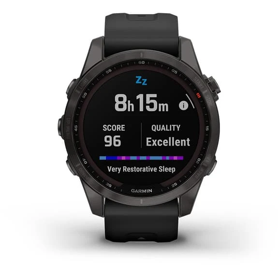 Garmin Fenix 7S Sapphire Solar Titane Carbone Avec Bracelet Noir – Image 5