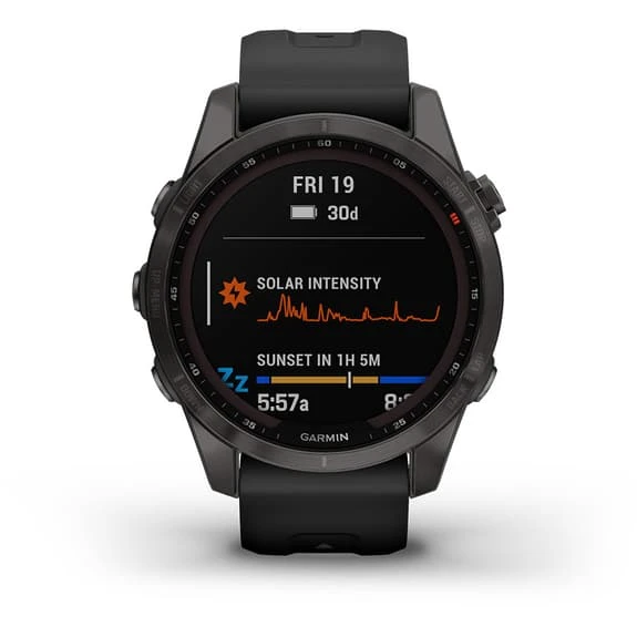 Garmin Fenix 7S Sapphire Solar Titane Carbone Avec Bracelet Noir – Image 3