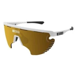 Lunettes Scicon Aerowing Lamon Blanc Brillant Avec Verre à Effet Miroir SCN-PP Bronze