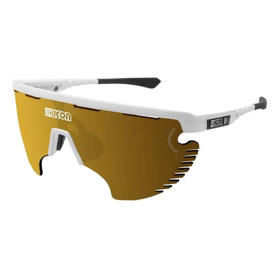 Lunettes Scicon Aerowing Lamon Blanc Brillant Avec Verre à Effet Miroir SCN-PP Bronze